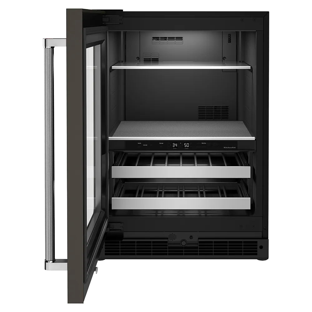 Centro de Bebidas KitchenAid KUBL314KBS 24” – Doble Zona, Acero Negro con Protección UV