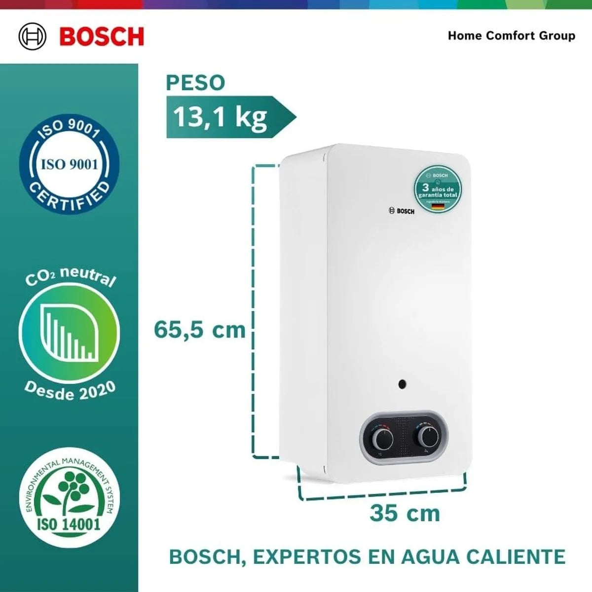 Calentador de agua Bosch De 13 Litros Para Gas Propano Tiro Natural-THERM 2200 GLP