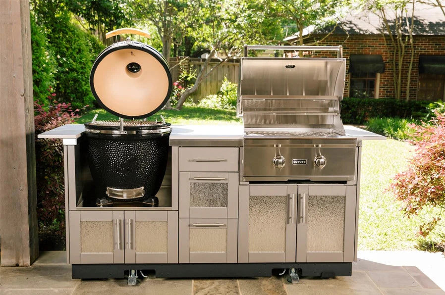 Asador de carbón cerámico con base + Accesorios de asado - C1CHCS + ASADO ACC - Coyote