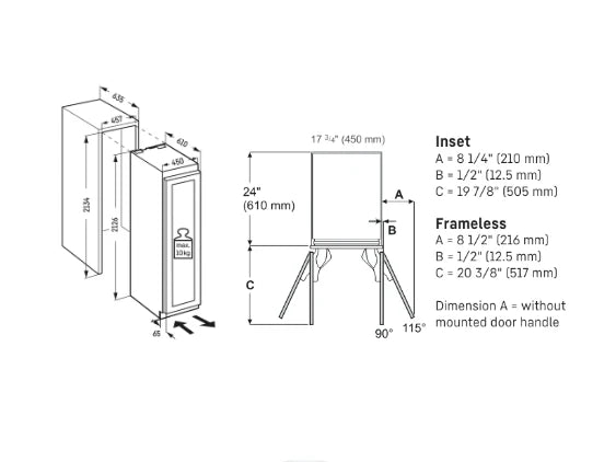 Cava de Vinos Monolith Totalmente Integrada 45 cm - MW1800