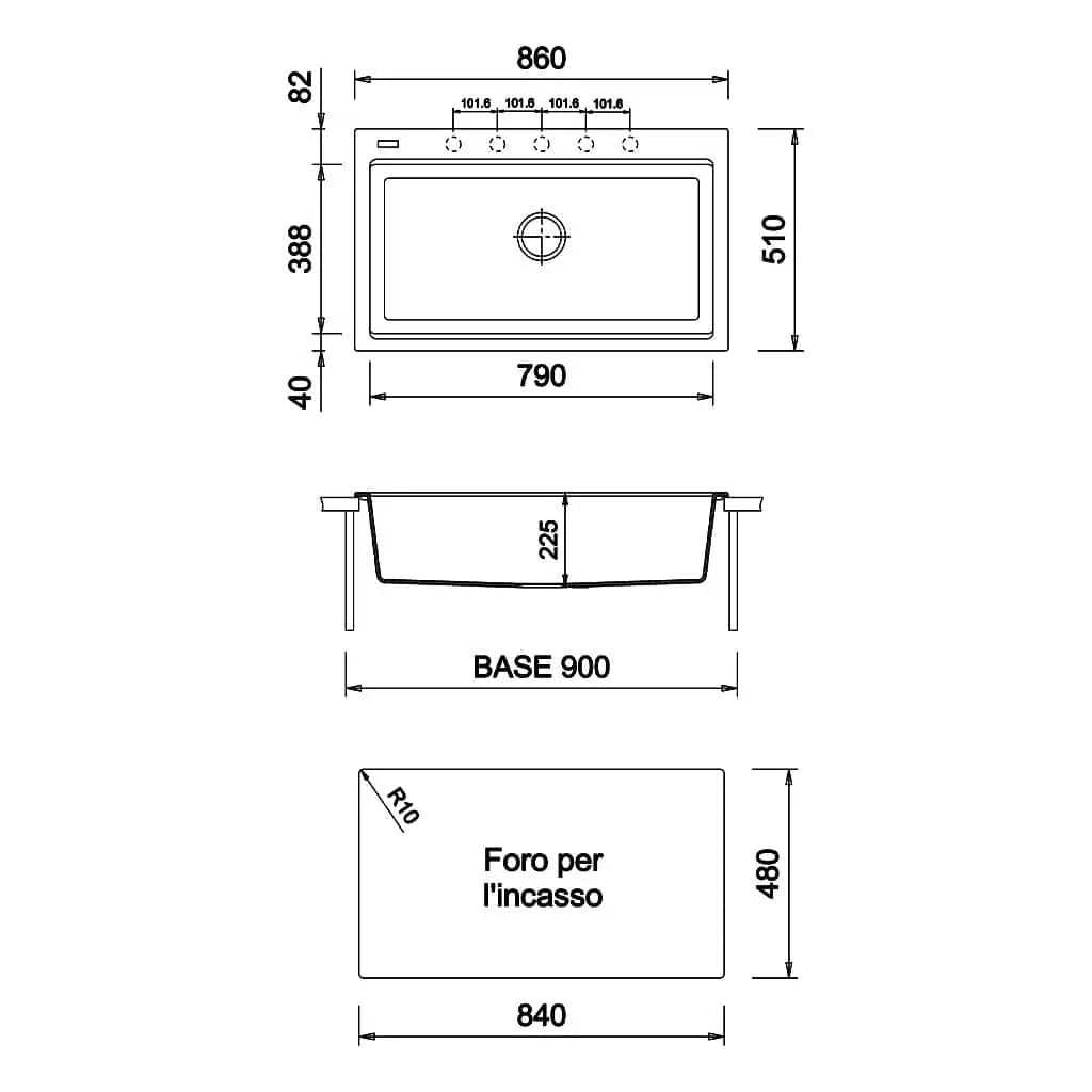 Lavaplatos Co-Granite Salvia 86cm Cohelum - PS8545GSV