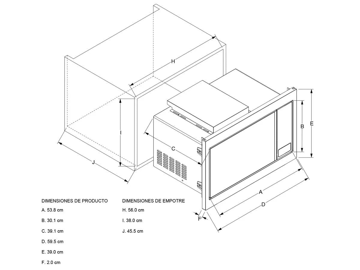 Microondas de Empotre 30lts Whirlpool WM1711D