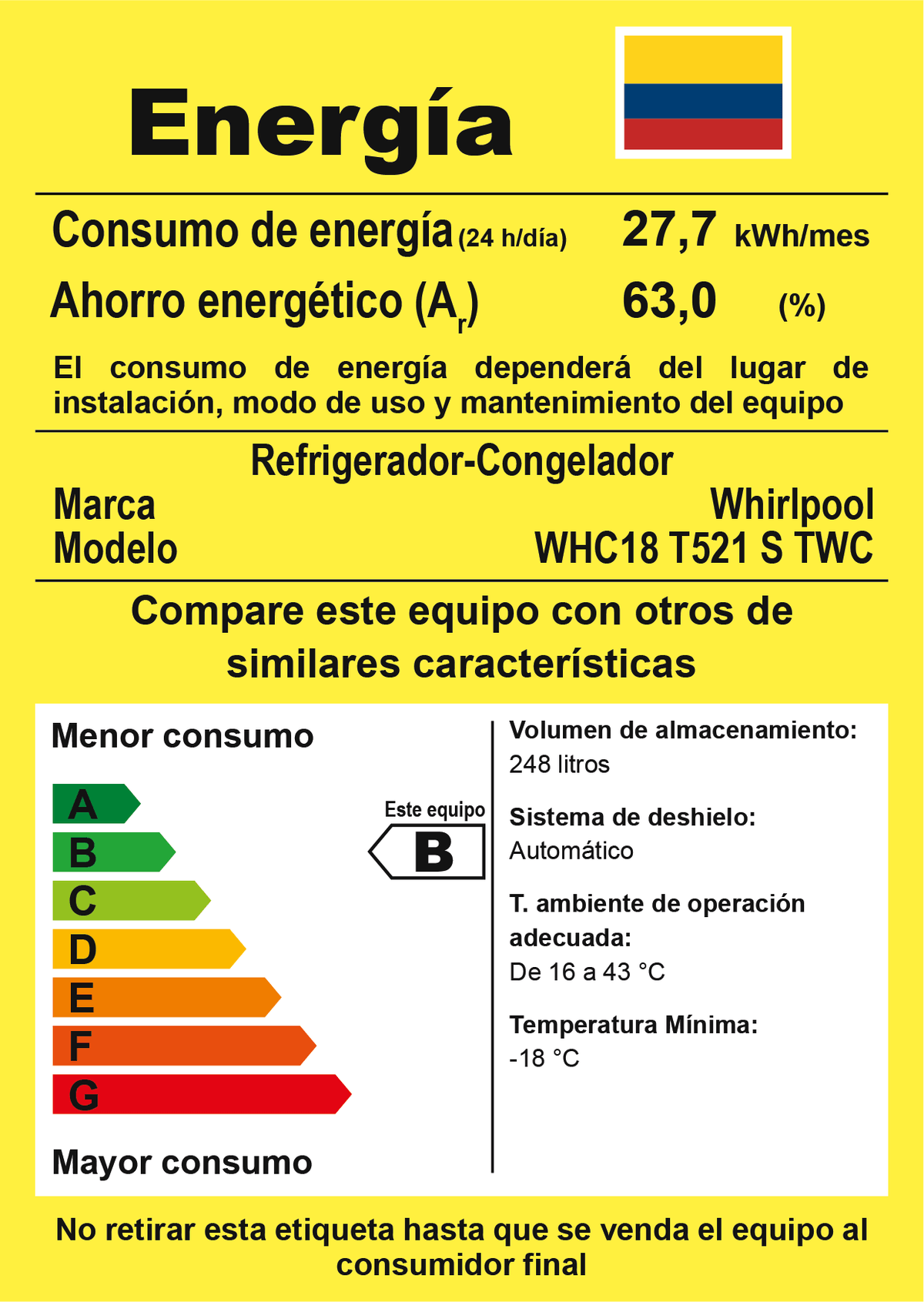 Nevera Panelable Botton Mount 250lts Whirpool -  WHC18T521STWC