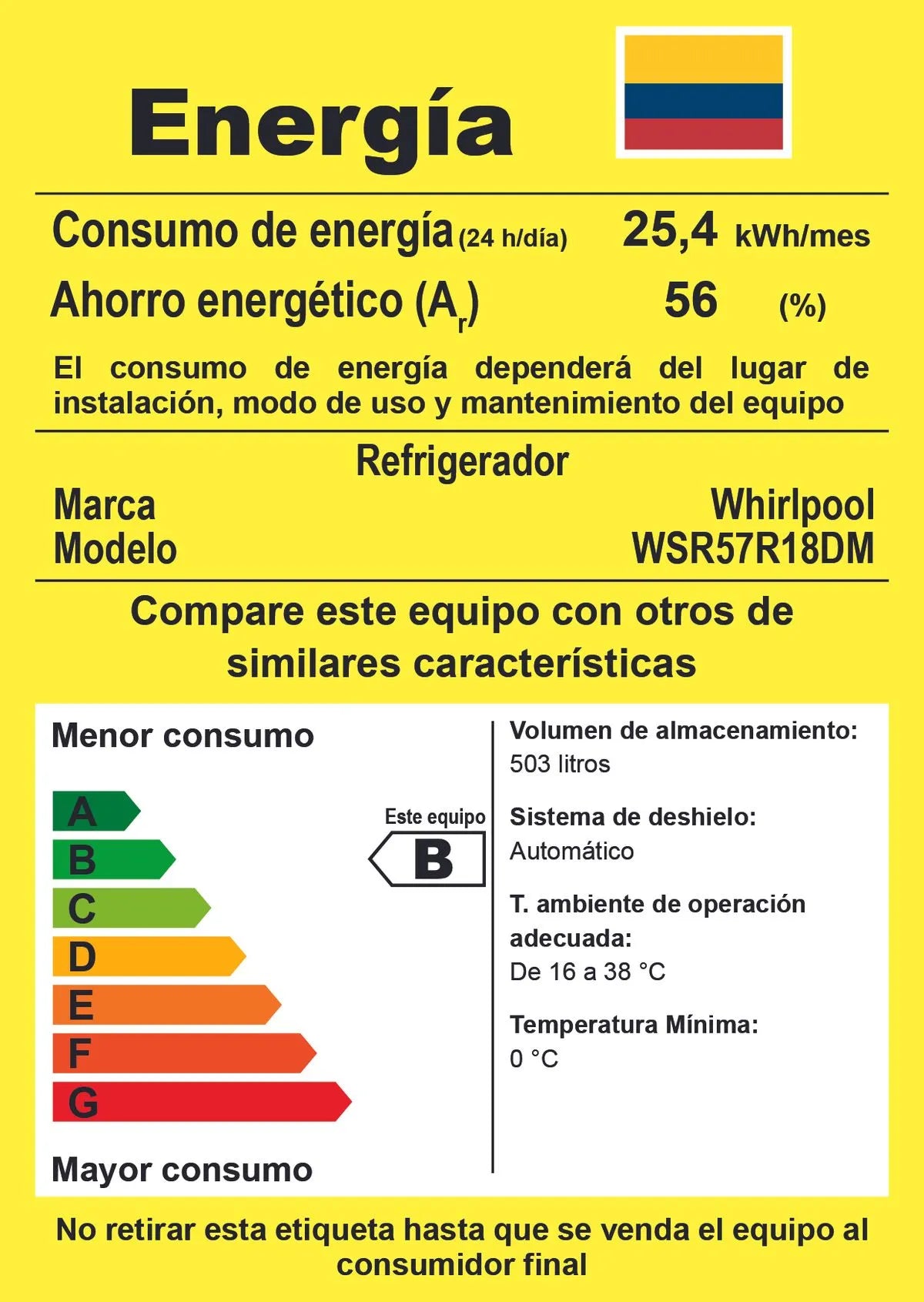 REFRIGERADOR SIDEKICK COLUMNA REFRIGERADOR- ACERO INOX 503 L WHIRLPOOL WSR57R18DM