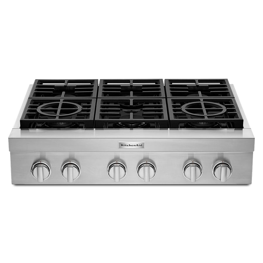 Cubierta de Gas Empotrable 90.8 cm con 6 Quemadores Acero inoxidable - Kitchen Aid - KCGC506JSS