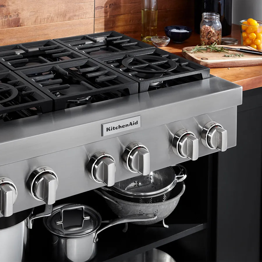 Cubierta de Gas Empotrable 90.8 cm con 6 Quemadores Acero inoxidable - Kitchen Aid - KCGC506JSS