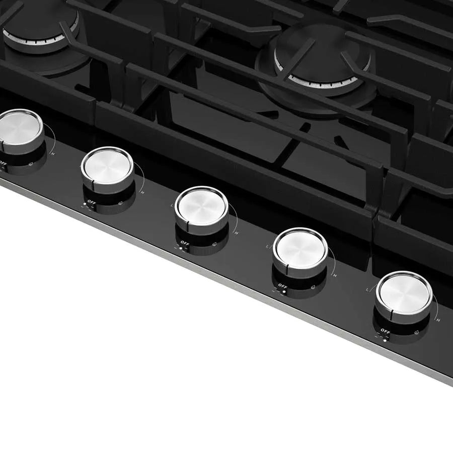 Estufa a gas 93 cm Kitchen Aid Vidrio Negro - KCGG536PBL