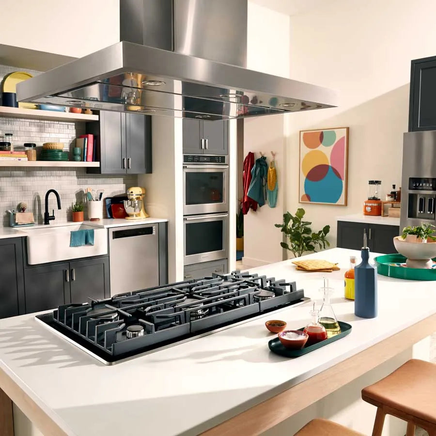 Estufa a gas 93 cm Kitchen Aid Vidrio Negro - KCGG536PBL