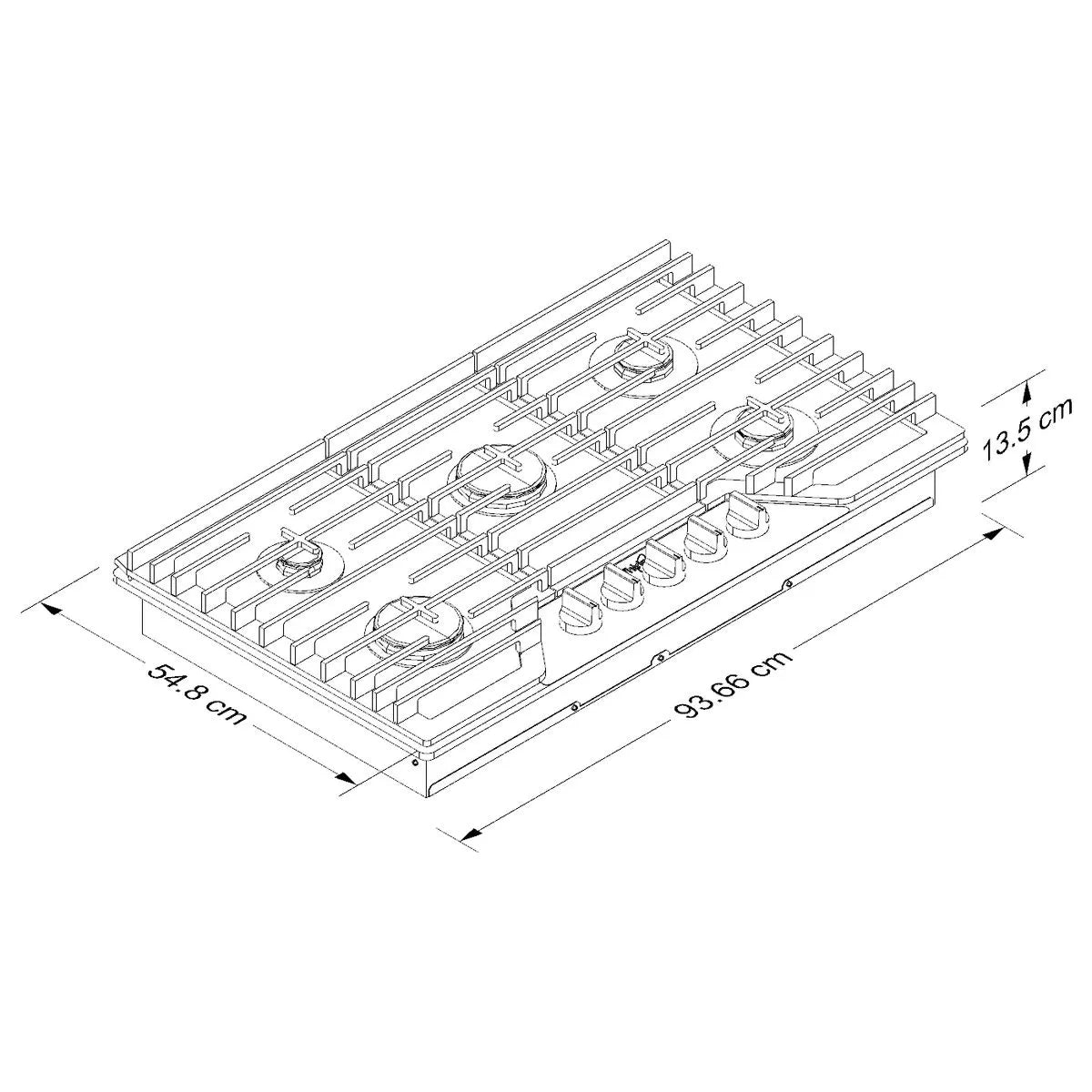 Estufa de Gas Cristal 36" KCGG536PBL Kitchen Aid