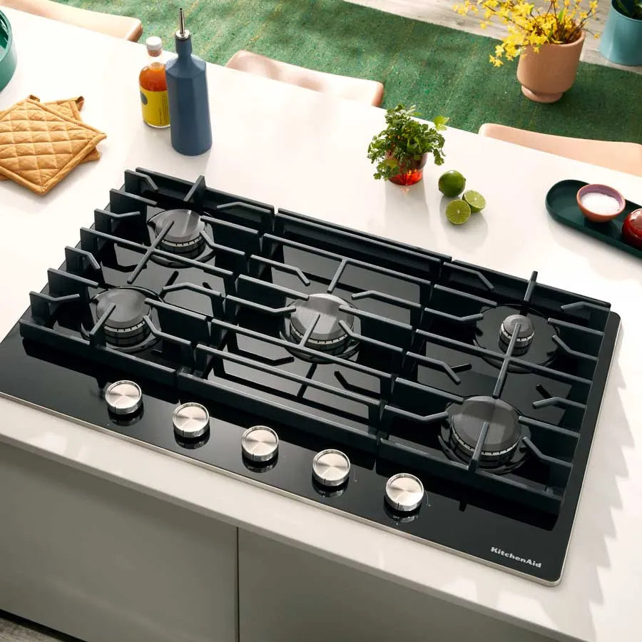 Estufa Gas 76cm Kitchen Aid Cristal Negro- KCGG530PBL