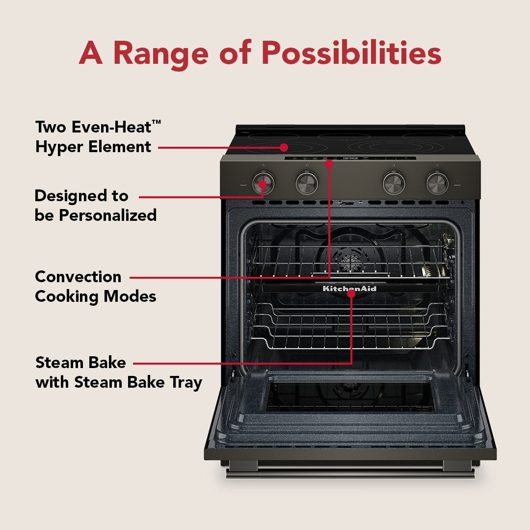 Estufa Eléctrica  de Piso KitchenAid 76 cm con Air Fry y Convección KSES530SPS