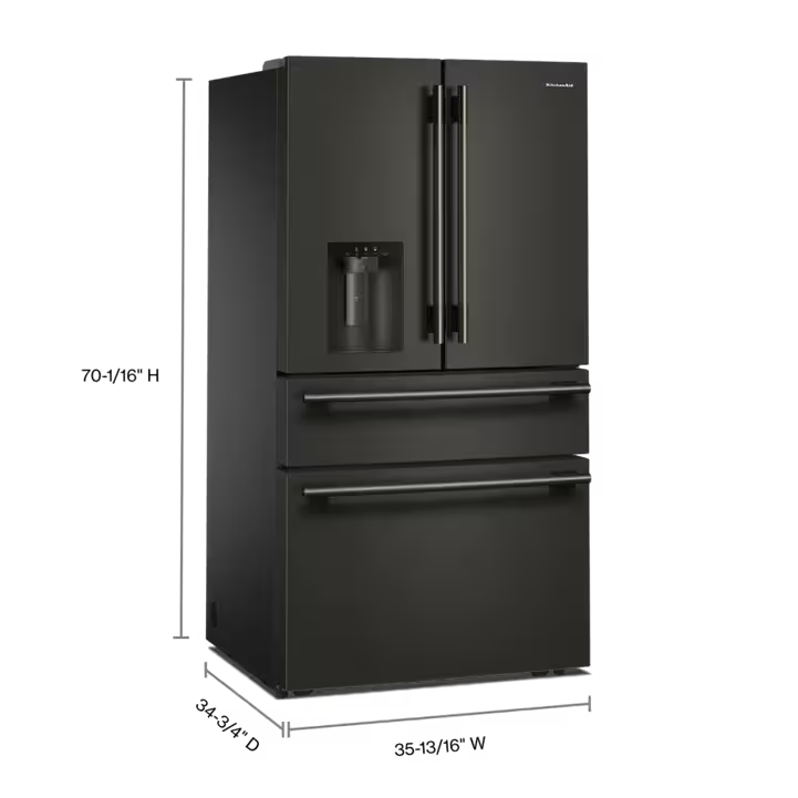Nevera KitchenAid Multi Door Acero Negro 821 Litros KRMF436SBE