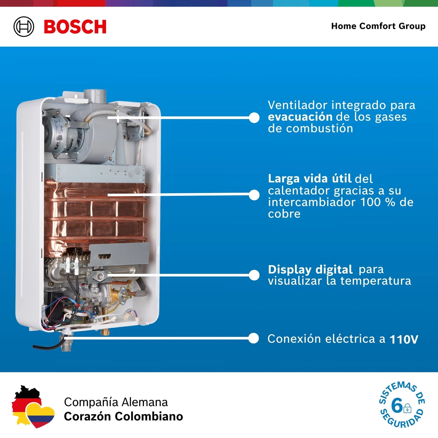 Calentador de agua Bosch a gas Natural De 10 Litros Tiro Forzado