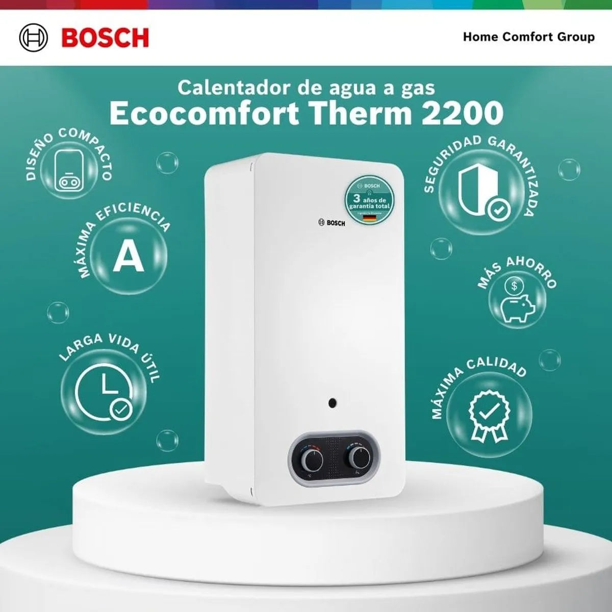 Calentador de agua Bosch De 13 Litros Para Gas Propano Tiro Natural-THERM 2200 GLP