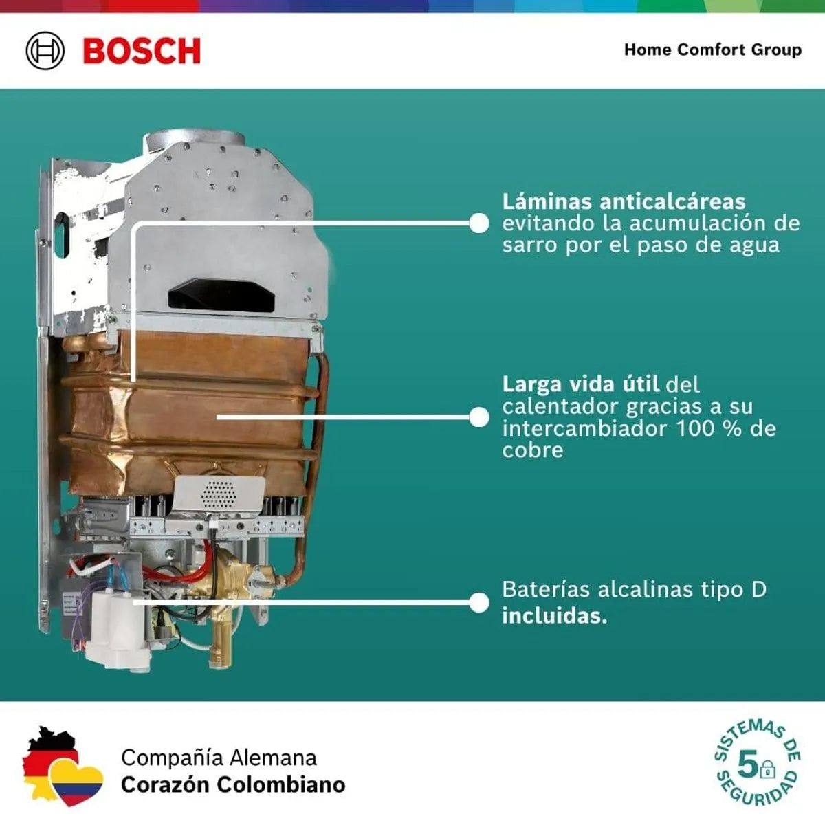 Calentador de agua Bosch De 13 Litros Para Gas Propano Tiro Natural-THERM 2200 GLP