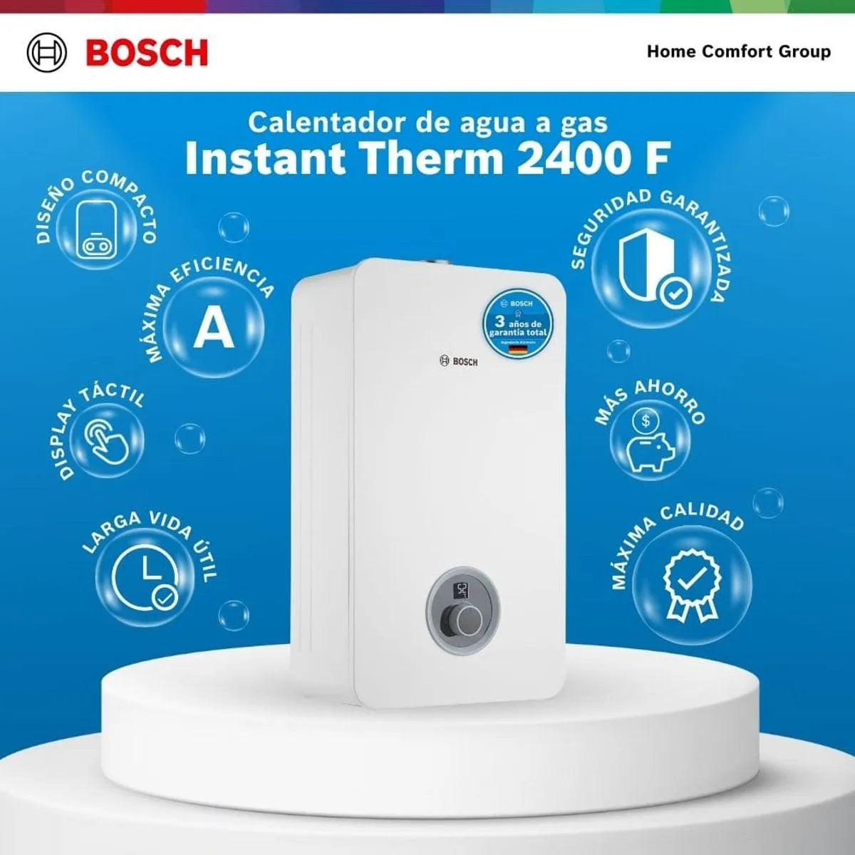 Calentador de agua Bosch De 11 Lts Tiro Forzado Para Gas Propano THERM 2400 F GLP