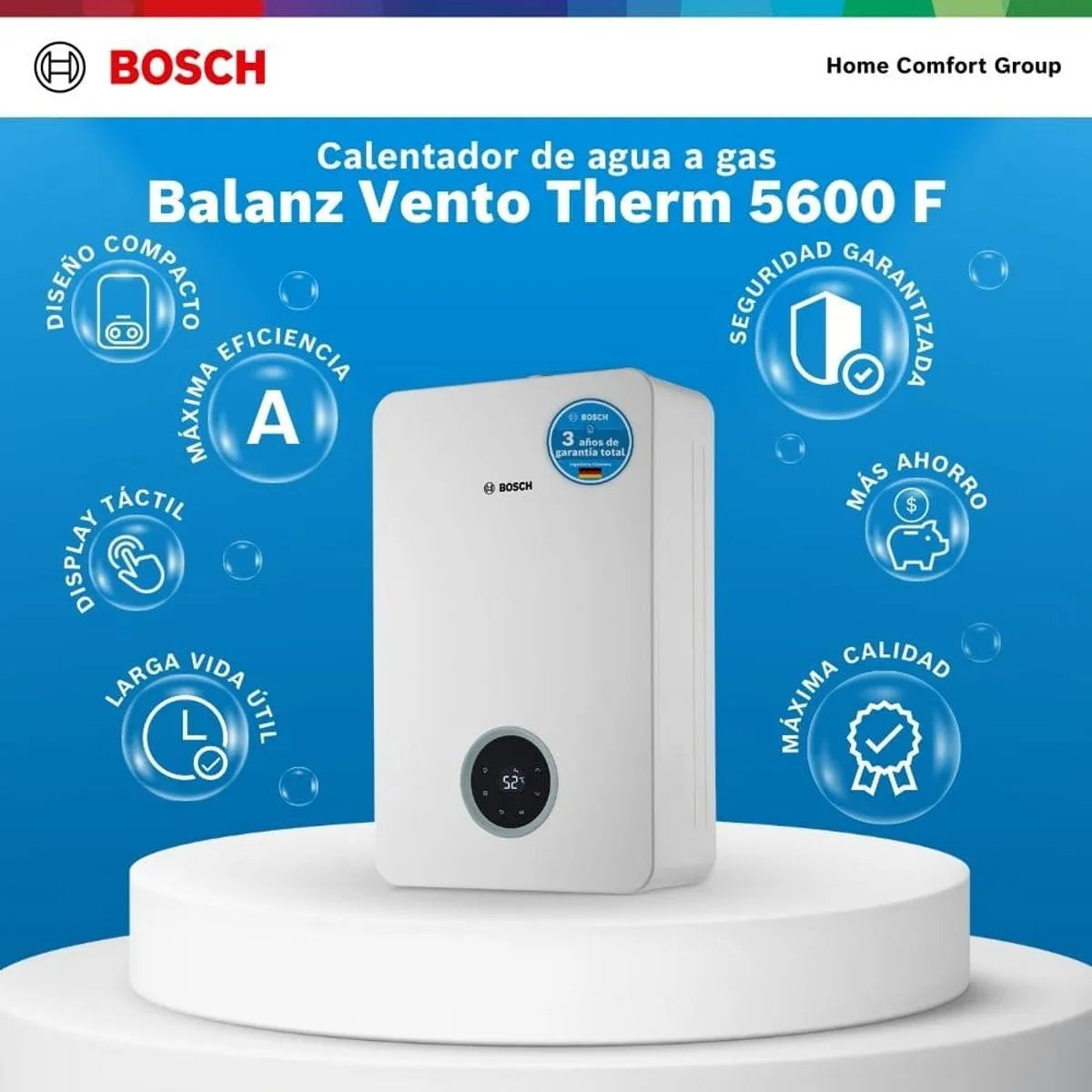 Calentador de agua Bosch De 21 Lts Tiro Forzado Para Gas Natural – THERM 5600 F GN