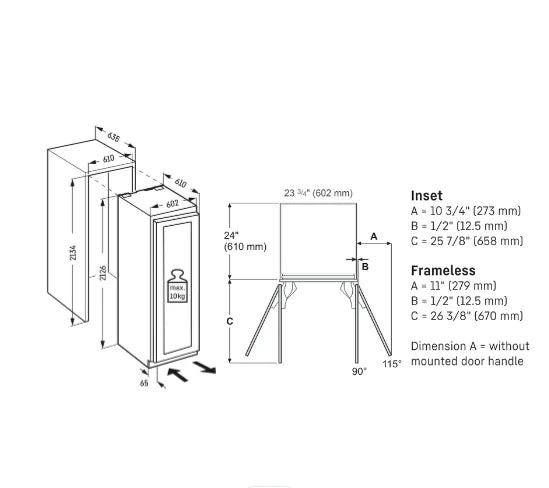 Cava de Vinos Monolith Totalmente Integrada 60 cm - MW2400