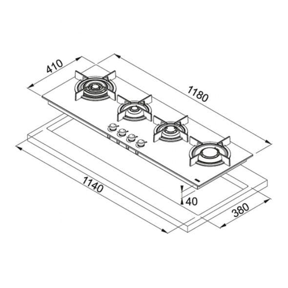 Cubierta  de Gas Franke FHCR12304GTC | 120 cm | 4 Quemadores | Triple Corona