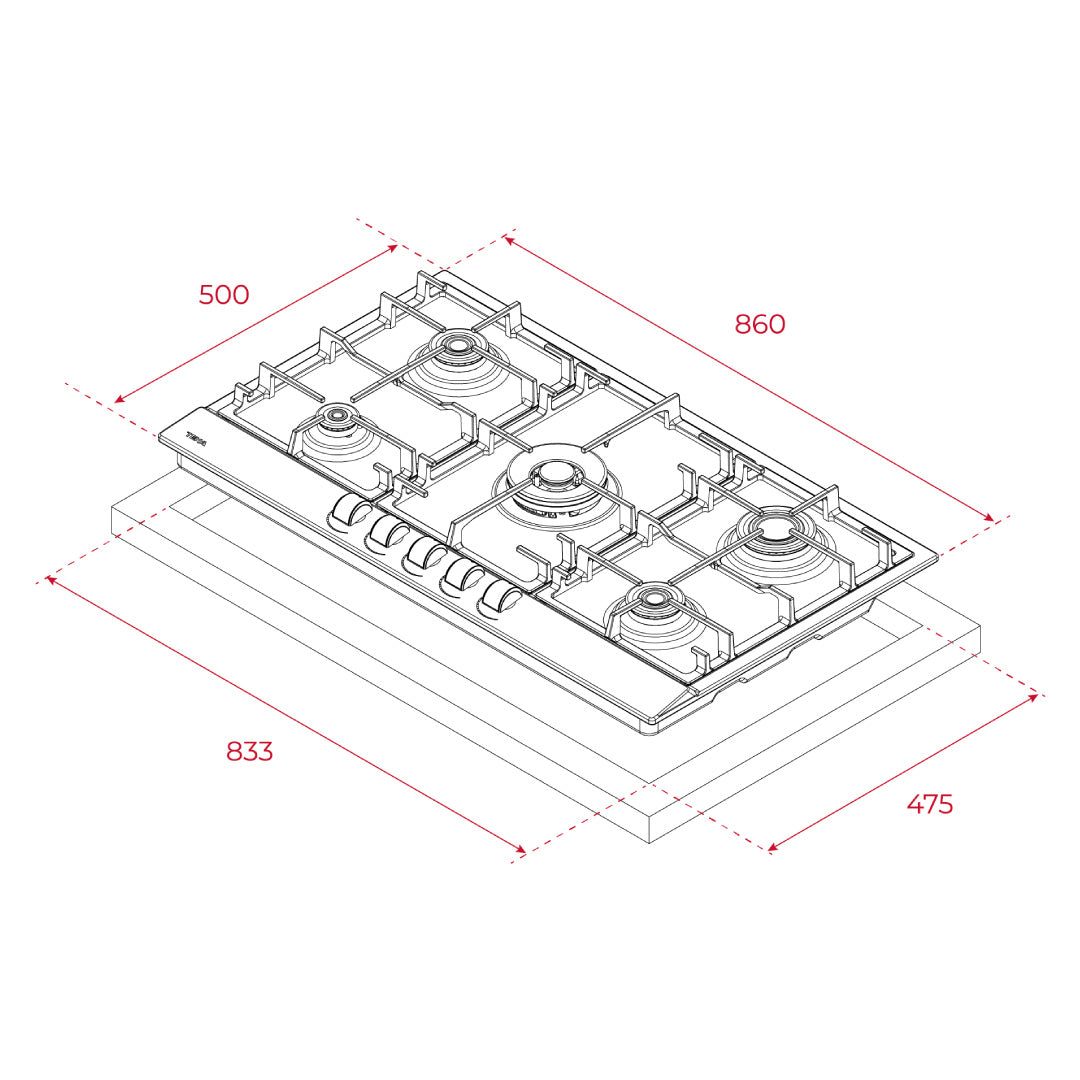 Cubierta Acero Inox Gas Propano 86cm - GSC95330SB