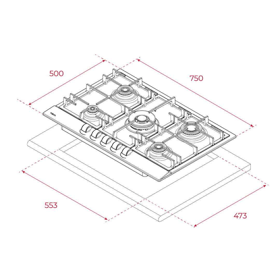 Cubierta Acero Inox Gas Propano 75cm - GSC75330SB