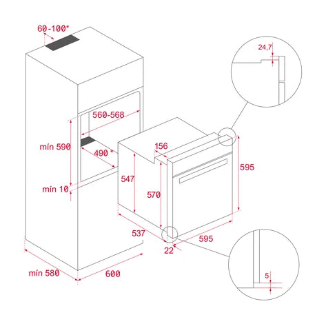 Horno Eléctrico Multifuncional Cristal 60cm - HLB8400