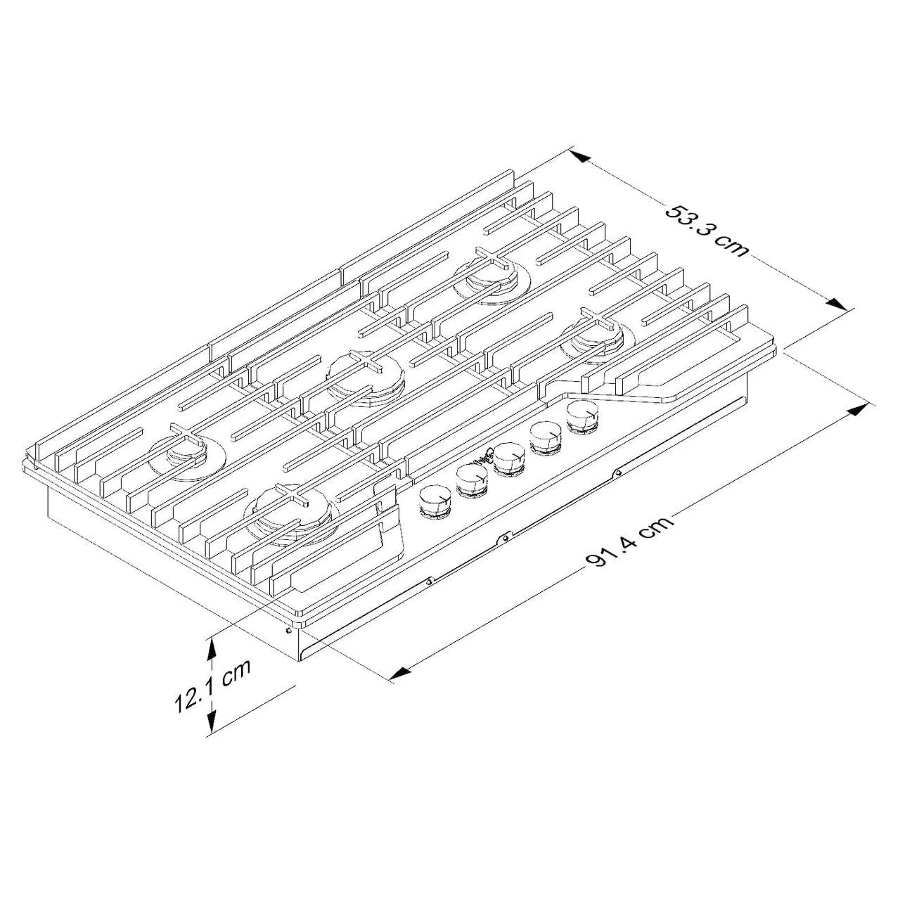 Cubierta a gas 5 quemadores 36" negra / Acero recubierto Whirlpool - WCGK5036PV