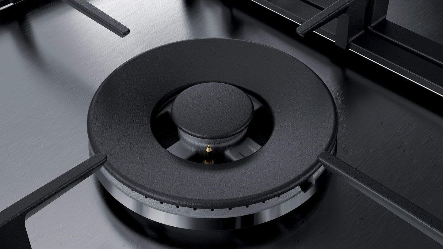 Estufa de Gas Bosch Serie 6 – 5 Quemadores, Acero Inoxidable PCR9A5B90