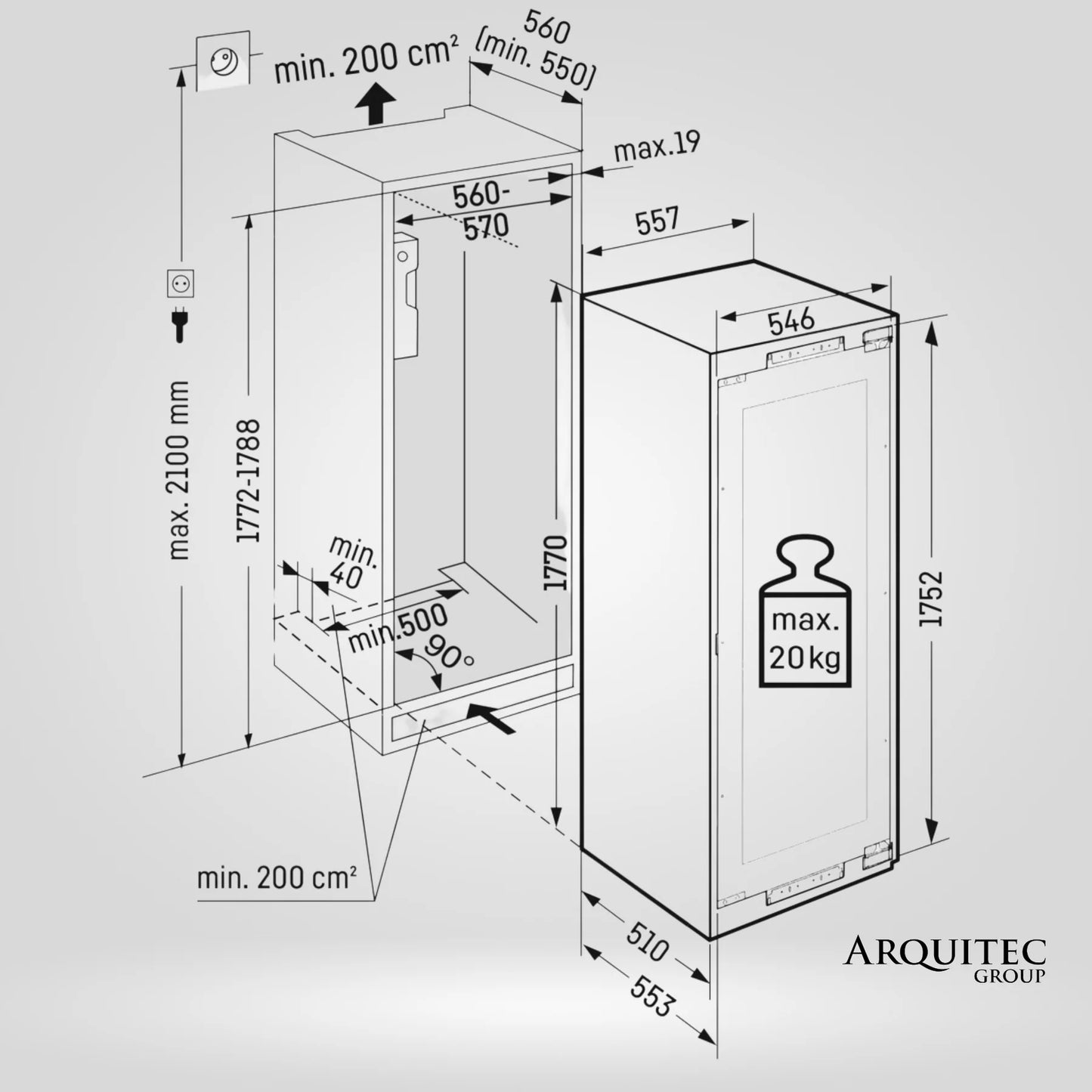 Cava para vinos integrada, 60 cms - HW8000