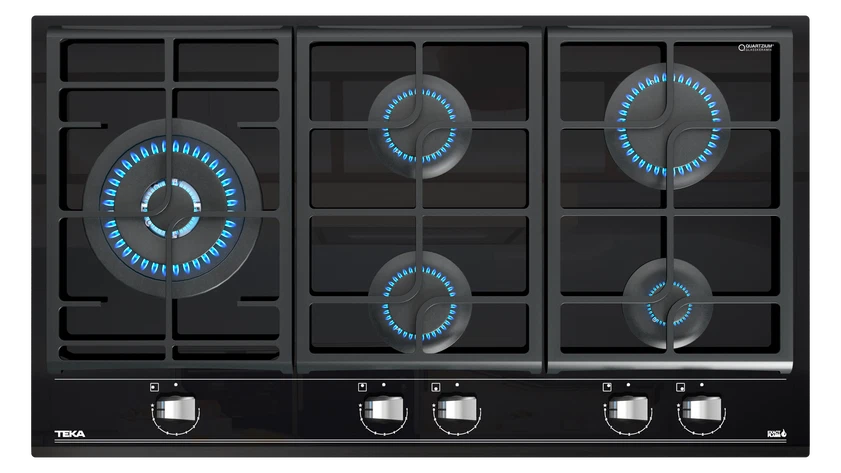 Cubierta a gas 5 puestos 90 cm Cristal negro Teka - GZC95320XBB