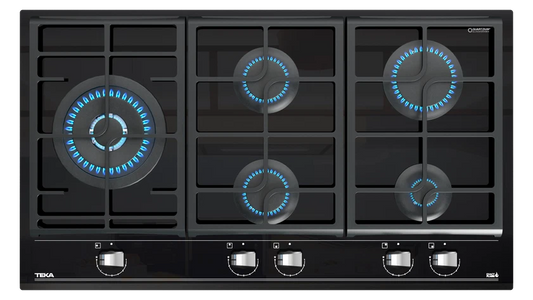 Cubierta a gas 5 puestos 90 cm Cristal negro Teka - GZC95320XBB