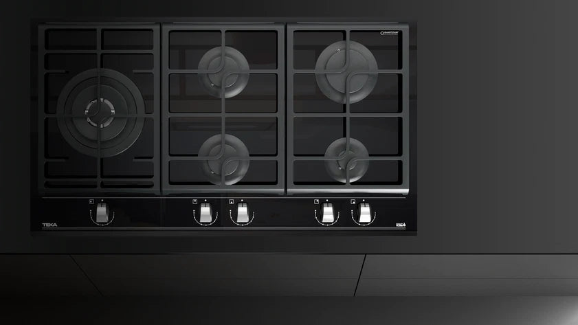 Cubierta a gas 5 puestos 90 cm Cristal negro Teka - GZC95320XBB