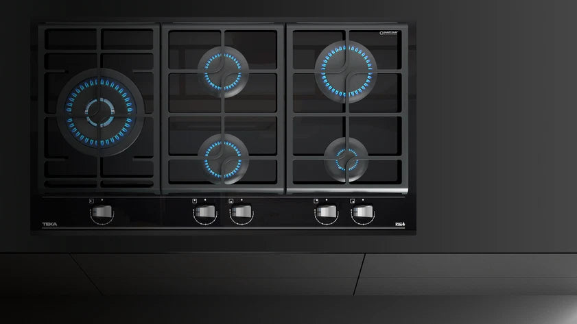 Cubierta a gas 5 puestos 90 cm Cristal negro Teka - GZC95320XBB