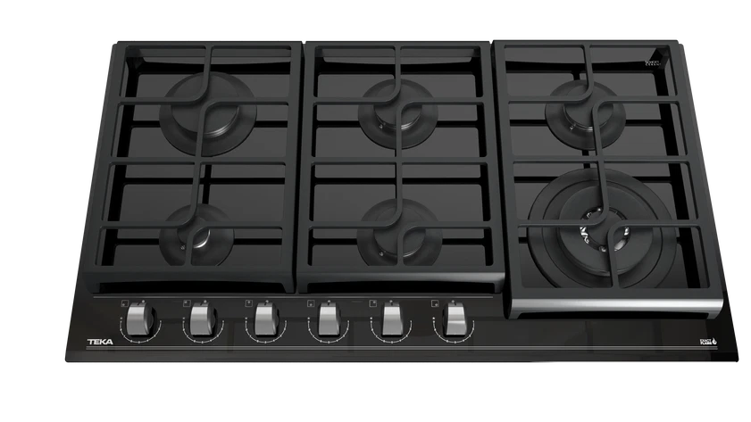 Cubierta a gas 6 Puestos 90cm Teka Cristal Negro - GZC96310XBB