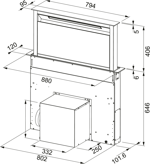 Campana DownDraft Franke FDW908IBXS | 80 cm | Downdraft | 450 m³/h