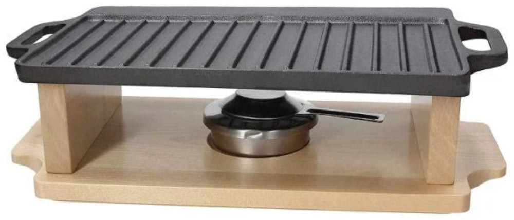 PARRILLA ASADORA PORTATIL | GRILL 37x23 cm + Base de Madera – Fusion Taste