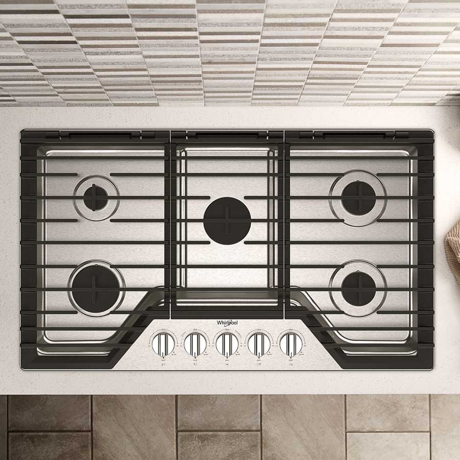 Cubierta a gas 5 quemadores 36"-91cm / Acero inoxidable Whirlpool - WCGK5036PS