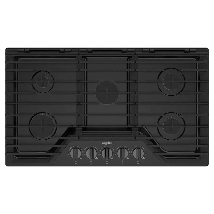 Cubierta a gas 5 quemadores 36" negra / Acero recubierto Whirlpool - WCGK5036PV