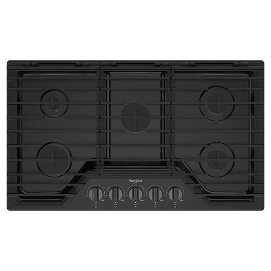 Cubierta a gas 5 quemadores 36" negra / Acero recubierto Whirlpool - WCGK5036PV