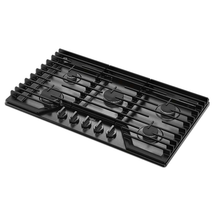 Cubierta a gas 5 quemadores 36" negra / Acero recubierto Whirlpool - WCGK5036PV