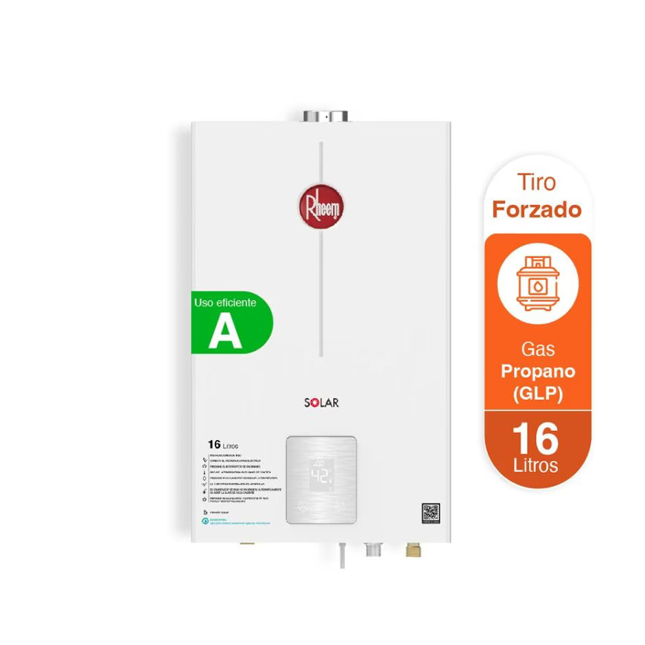 Calentador de agua Rheem 16 Litros Tiro Forzado Para Gas Propano