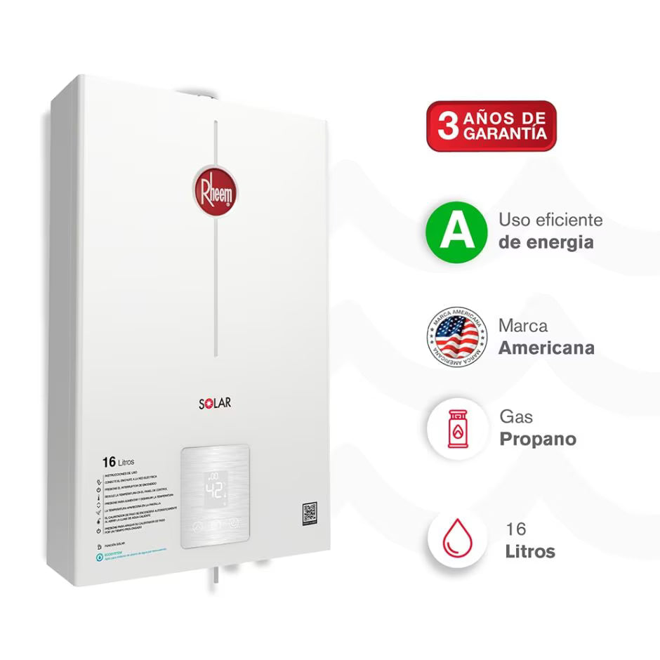 Calentador de agua Rheem 16 Litros Tiro Forzado Para Gas Natural
