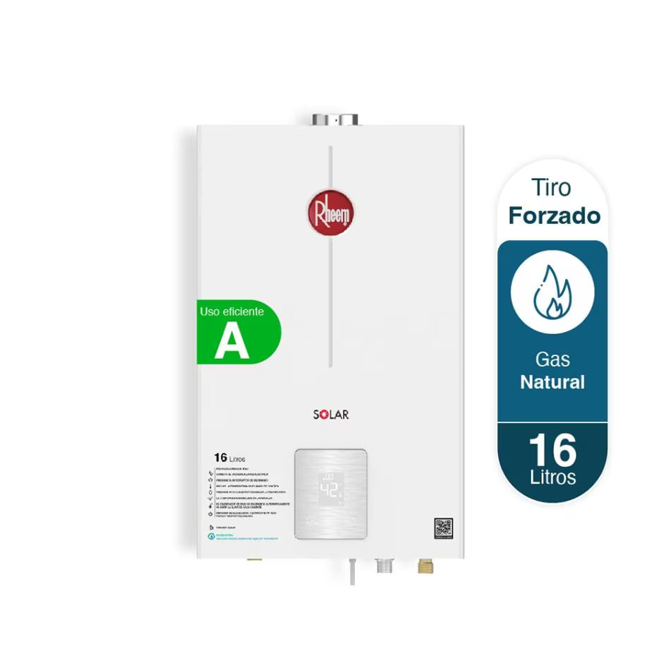 Calentador de agua Rheem 16 Litros Tiro Forzado Para Gas Natural