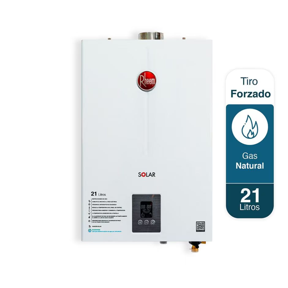 Calentador de agua Rheem de 21 litros tiro forzado para gas natural