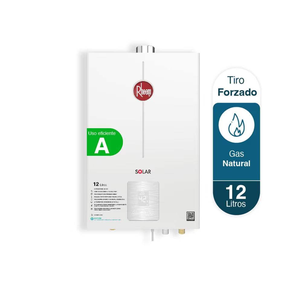 Calentador de agua Rheem Digital 12 Litros Tiro Forzado Gas Natural