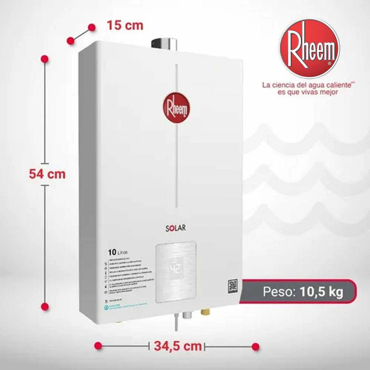 Calentador de agua Rheem 10 Litros Digital para Gas Natural Tiro Forzado
