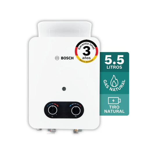 Calentador de agua Bosch De 5.5 Litros Tiro Natural Para Gas Propano – THERM 1200 GLP
