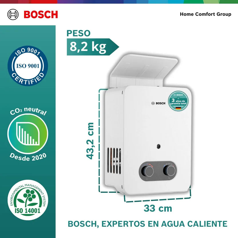 Calentador de agua Bosch De 5.5 Litros Tiro Natural Para Gas Natural – THERM 1200 GN