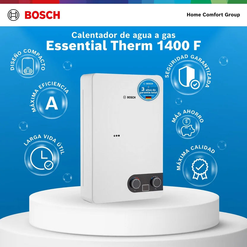 Calentador de agua Bosch para Gas Propano De 12 Litros Tiro Forzado - Therm 1400 F GLP